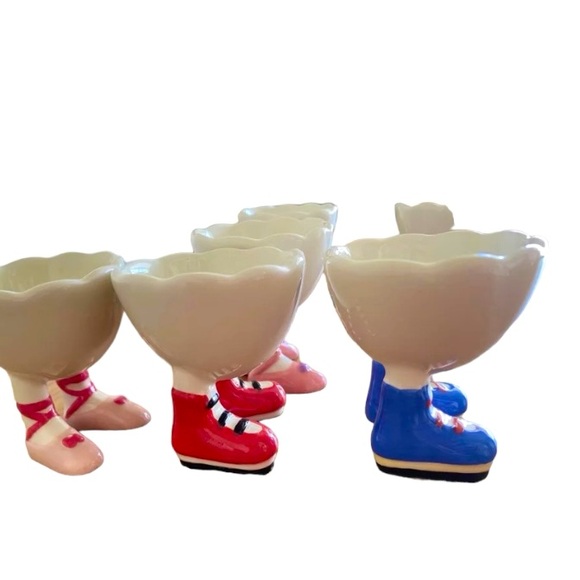 Vintage Ceramic Egg Cups Vintage Set Of 6 - Picture 7 of 9